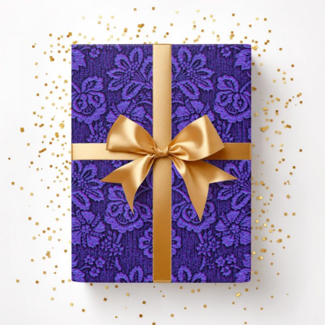 Elegante Vintage Lila Blüte Geschenkpapier (Elegant Vintage Purple Floral Wrapping Paper)
