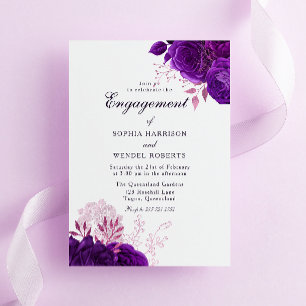 Elegante Vintage Lila Rose Engagement Partei Einladung