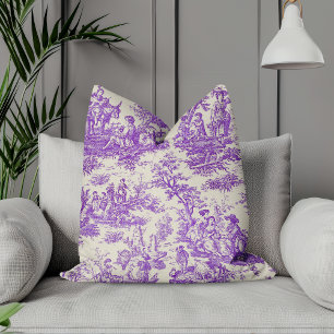Elegante Vintage lila Toile de jouy Kissen
