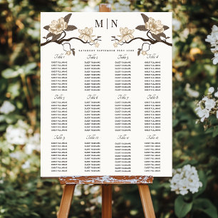 Elegante Vintage-Magnolie-Hochzeitssitzordnung Poster