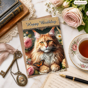Elegante Vintage Maine Coon Cat Karte
