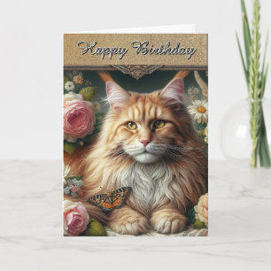 Elegante Vintage-Maine-Coon-Katze Karte