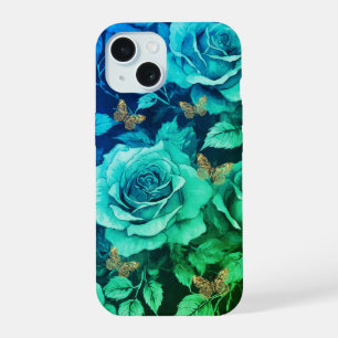 Elegante Vintage Märchen Rosen und Schmetterlinge iPhone 15 Hülle