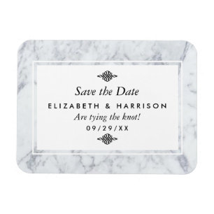 Elegante Vintage Marmor Hochzeit Rettet das Datum Magnet