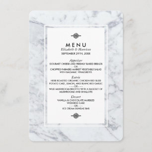 Elegante Vintage Marmor Hochzeitsmenü Menükarte