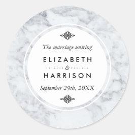 Elegante Vintage Marmorhochzeit Vielen Dank Runder Aufkleber