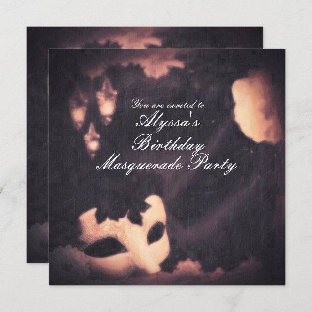 Elegante Vintage Masquerade bemalt Einladung (Vorne/Hinten)