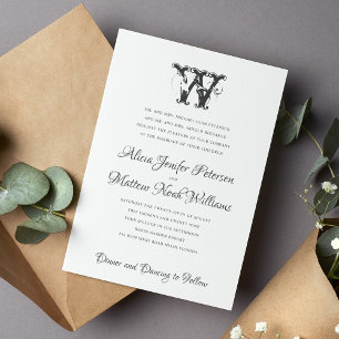 Elegante Vintage mit Monogramm Hochzeit Einladung