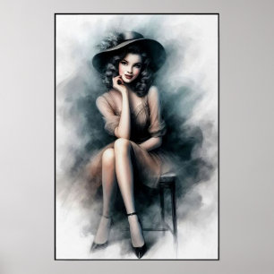 Elegante Vintage-Mode-Foto-Wand aus den 1930er Jah Poster