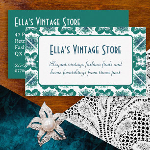 Elegante Vintage-Mode-QR-Code Retro-Fliesenmuster Visitenkarte