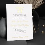 Elegante Vintage Mono-Goldfolie Folieneinladung<br><div class="desc">Klassische Einladung zur Hochzeit in Monogramm mit einem Vintagen antiken Kalligraphieskript in Gold und Schwarz. Die Einladung ist vollständig anpassbar - alle Farben können sowohl im Text als auch im Hintergrund geändert werden.</div>