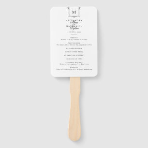 Elegante Vintage Monogram Black and White Wedding Fächer