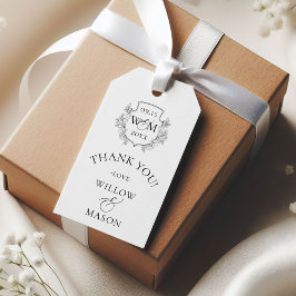 Elegante Vintage Monogram Wedding Danke Geschenkanhänger