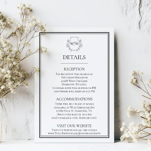 Elegante Vintage Monogramm-Hochzeit Begleitkarte