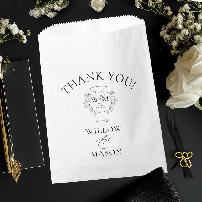 Elegante Vintage Monogramm-Hochzeit Geschenktütchen (Elegant Vintage Monogram Wedding Thank You Favor Bag)
