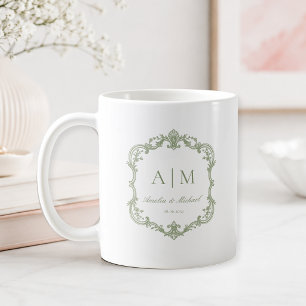 Elegante Vintage-Monogramm-Hochzeit Kaffeetasse