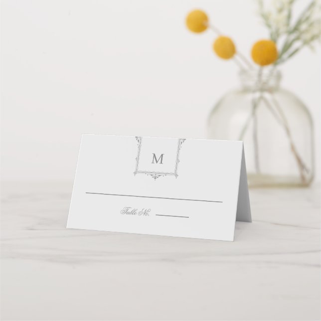 Elegante Vintage Monogramm-Hochzeit Platzkarte (Vorderseite)