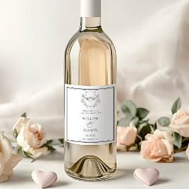 Elegante Vintage Monogramm-Hochzeit Weinetikett