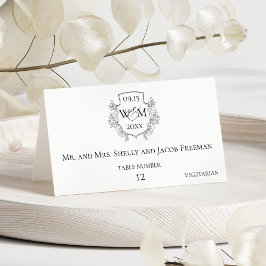 Elegante Vintage Monogramm-Hochzeitssitze Platzkarte