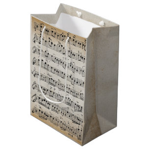 Elegante Vintage Musiknoten für Handschriftenblä Mittlere Geschenktüte