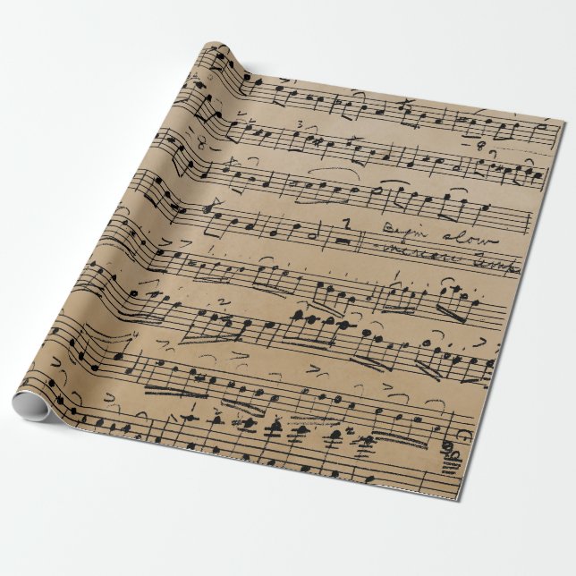 Elegante Vintage Musiknoten für Handschriftenblätt Geschenkpapier (Ungerollt)