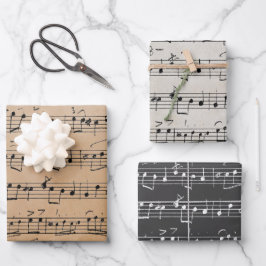 Elegante Vintage Musiknoten für Handschriftenblätt Geschenkpapier Set