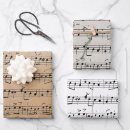 Elegante Vintage Musiknoten für Handschriftenblätt Geschenkpapier Set