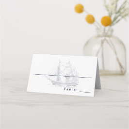 Elegante Vintage-nautische Schiff Weiße Hochzeit Platzkarte
