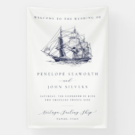 Elegante Vintage-nautische Schiff Zielhochzeit Banner