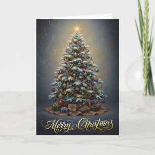 Elegante Vintage-Ölgemälde-Weihnachtsbaum-Kunst Karte