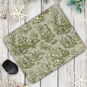 Elegante, Vintage Olivgrün-Tulle de jouy Mousepad
