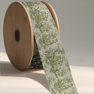 Elegante, Vintage Olivgrün-Tulle de jouy Satinband