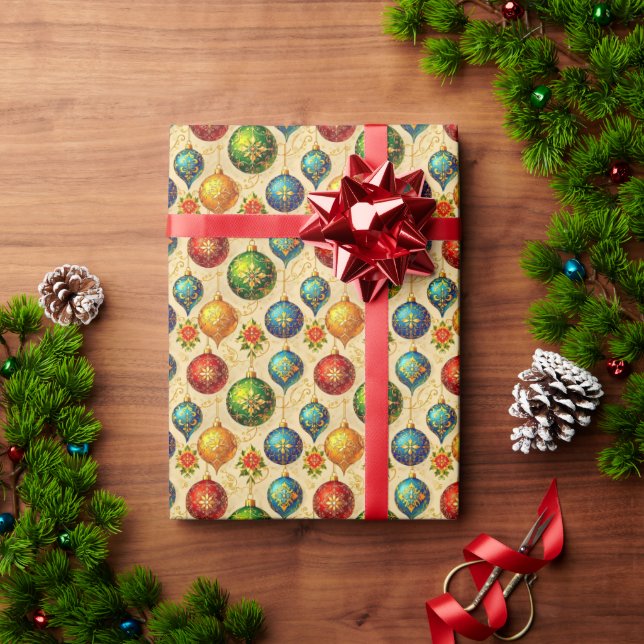 Elegante Vintage-Ornamente Geschenkpapier (Feiertagsgeschenk)