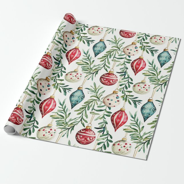 Elegante Vintage Ornamente Weihnachten Geschenkpapier (Ungerollt)