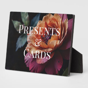 Elegante Vintage Pachy Rot-Blumen-Heirat Fotoplatte