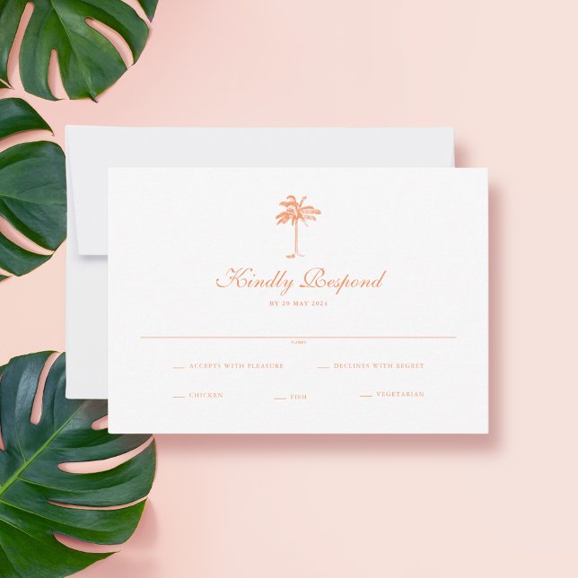Elegante Vintage Palmen Tree Tropical Wedding RSVP Karte (Von Creator hochgeladen)