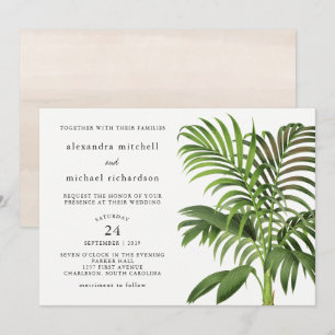 Elegante Vintage-Palmwedel Hochzeit Einladung