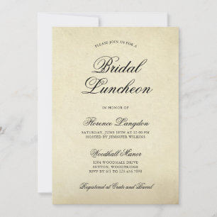 Elegante Vintage-Papier-Brautmittagessen Einladung