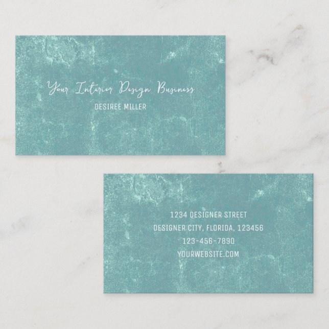Elegante Vintage Pastel Aquamarin Grüne Textur Visitenkarte (Vorne/Hinten)