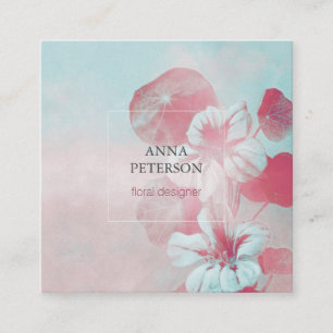 Elegante Vintage Pastel Rosa Blumen Quadratische Visitenkarte