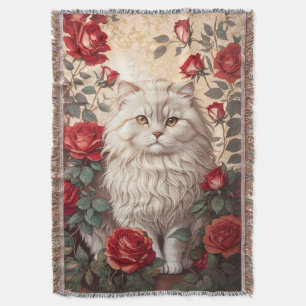 Elegante Vintage persische Katze mit Rose Decke