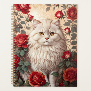 Elegante Vintage persische Katze mit Rose Planer