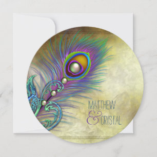 Elegante Vintage Pfau-Hochzeit Einladung
