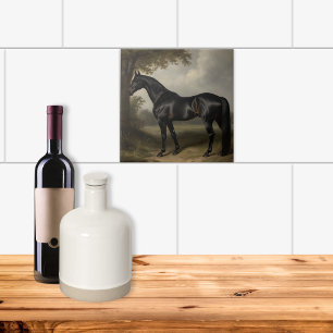 Elegante Vintage-Pferd-Reitsport-Gemälde Fliese