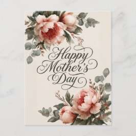 Elegante Vintage-Pfingstrose Frohen Muttertag-Gruß Postkarte