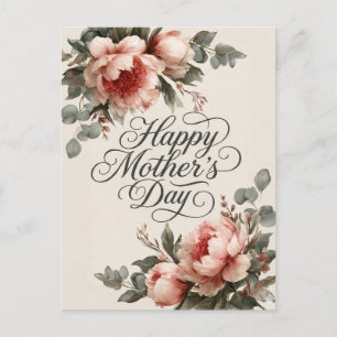 Elegante Vintage-Pfingstrose Frohen Muttertag-Gruß Postkarte