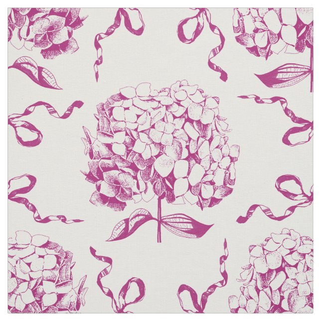 Elegante Vintage Pink Hydrangea Blume Bows Stoff (Muster)