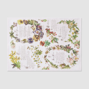 Elegante Vintage Poesie Blume Antiquitätenbuch Seidenpapier