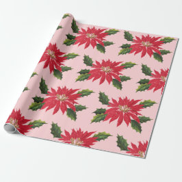 Elegante Vintage Poinsettia Weihnachtsfeiern Blume Geschenkpapier