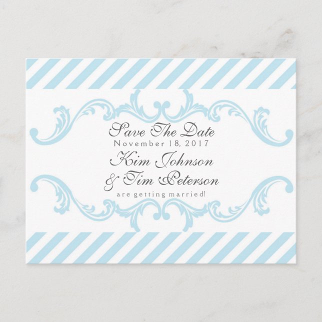 Elegante Vintage Postkarte Save the Date (Vorderseite)